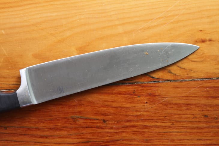 rusted knife on a table