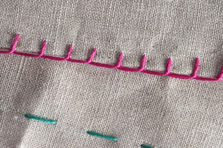 Pink blanket stitch