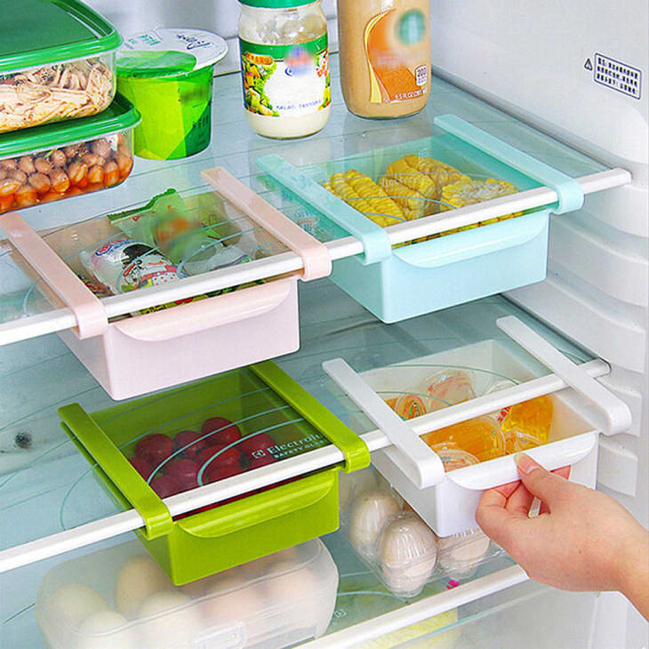 2pcs/set Japanese Style Refrigerator Storage Box, Drawer Type Fridge Side  Door Hanging Storage Bin, Kitchen Egg Tray Food Freezing Container