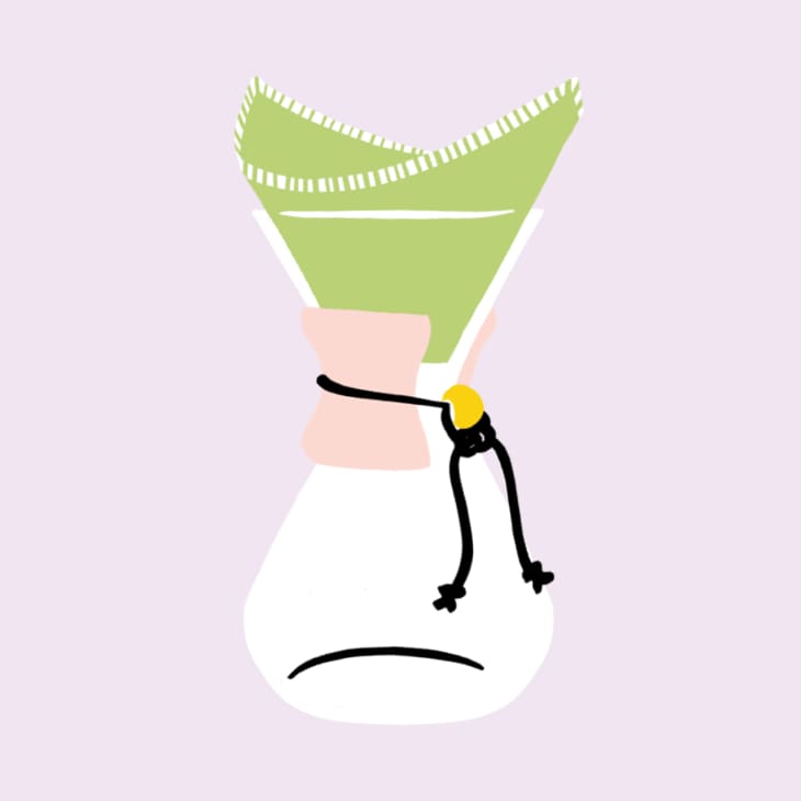 spot illustration of a cloth coffee filter