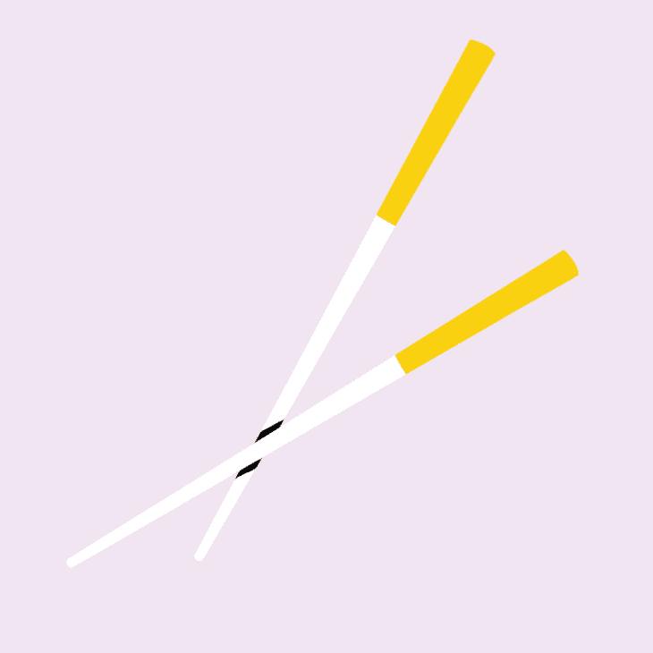 Spot illustration of chop sticks for green week