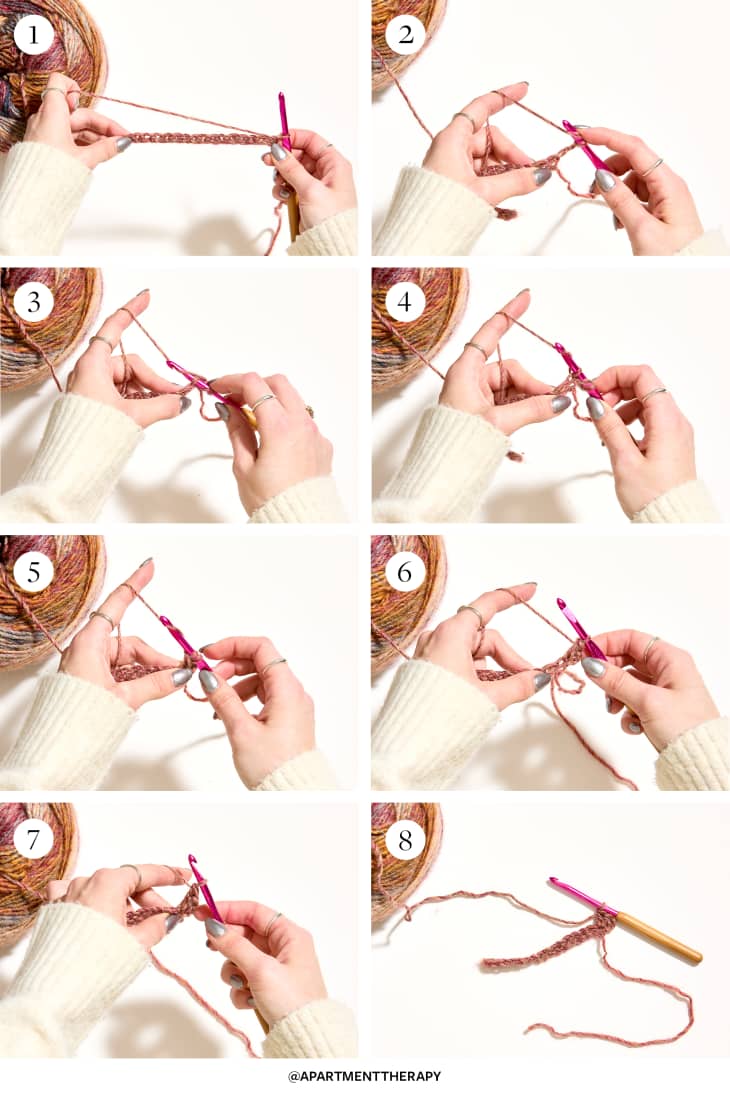 step by step tutorial on creating the first granny stitch