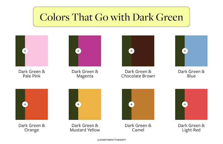 What Colors Go With Dark Green? Try These 15 Combos | Apartment 