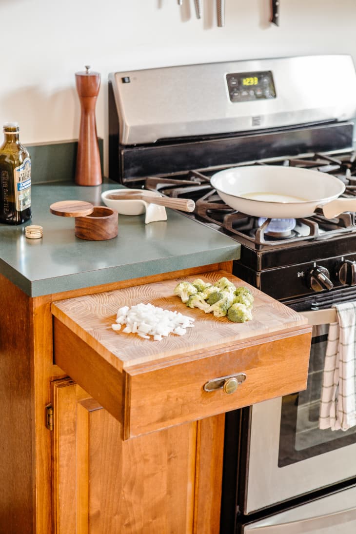 Reclaiming some counter space with under-cabinet cutting board