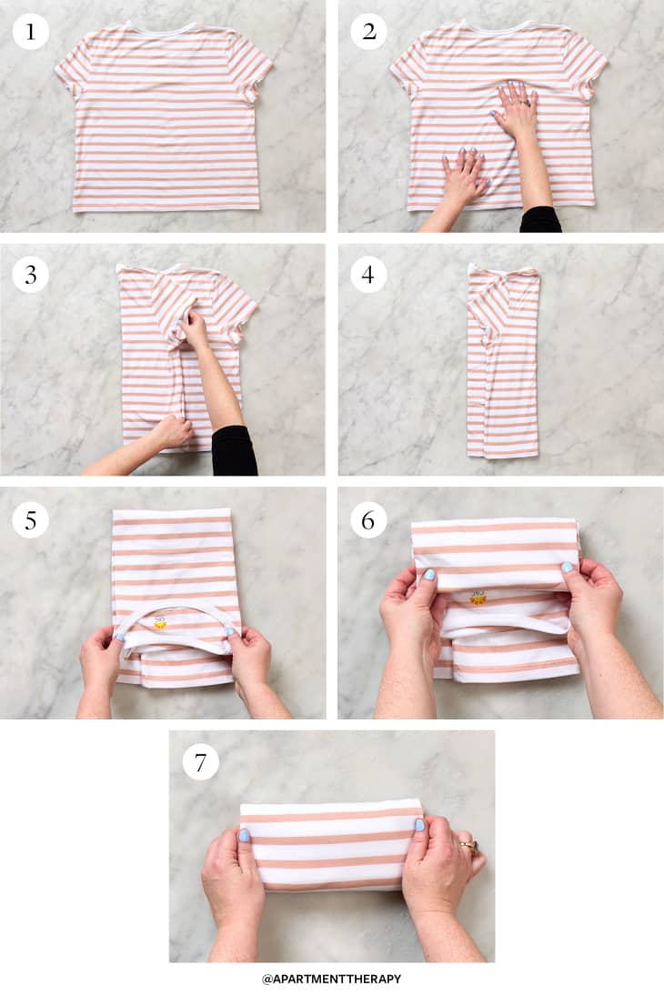 how to fold a white dress shirt 5 Clever Ways to Fold Collared Shirts: Fast and Small (Photos + Video  Guide)  Organizing.TV