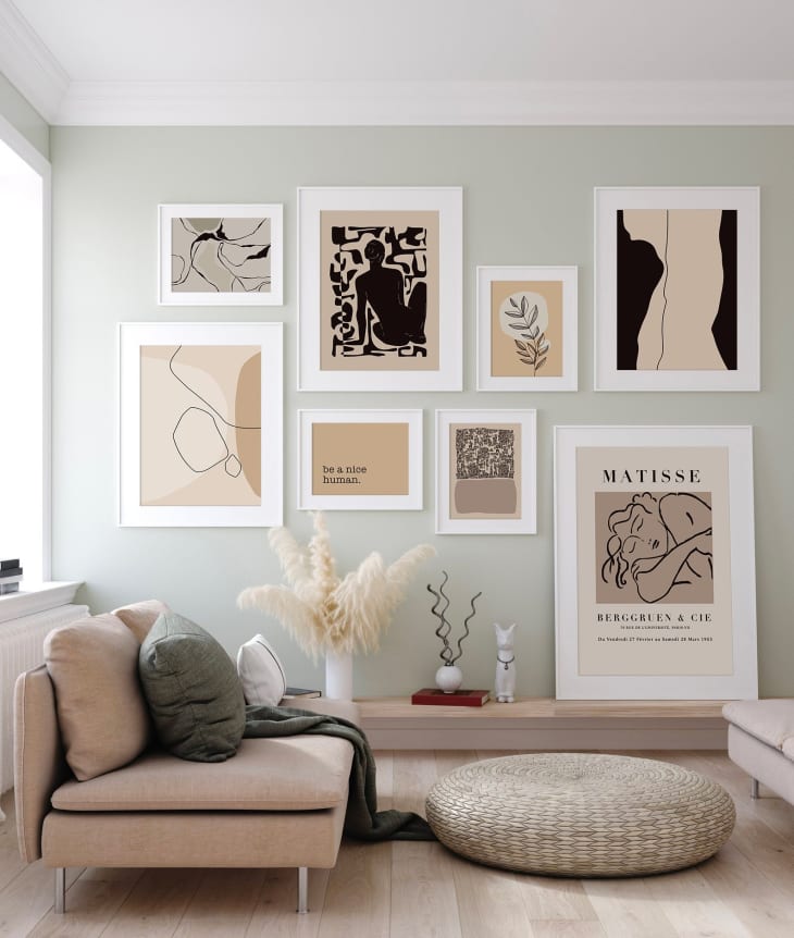 Gallery wall in a neutral room