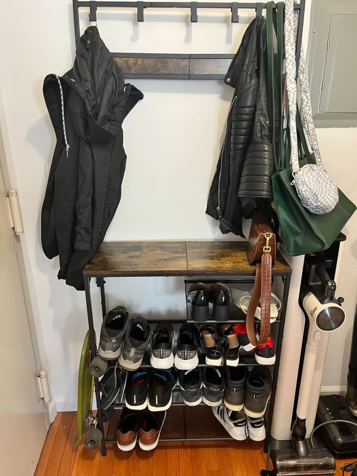 5 Tier Shelves Shoe and Coat Rack for Entryway Organizer Metal