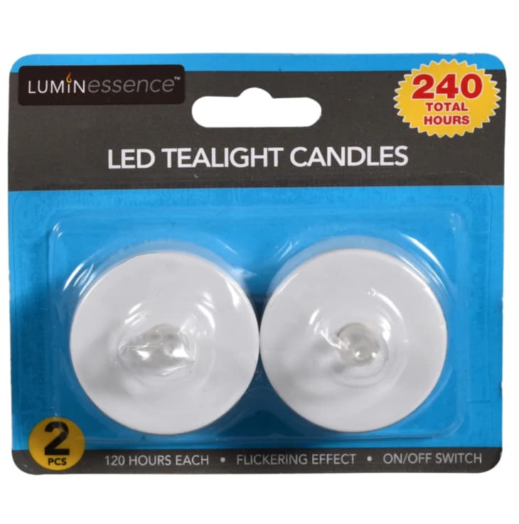 Four Units of Luminessence Flameless Battery-Operated LED Tealight Candles, Two-Count Packs at Dollar Tree
