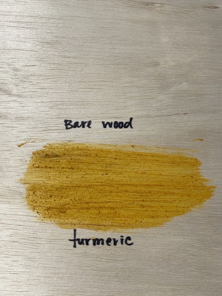 turmeric stain against bare wood