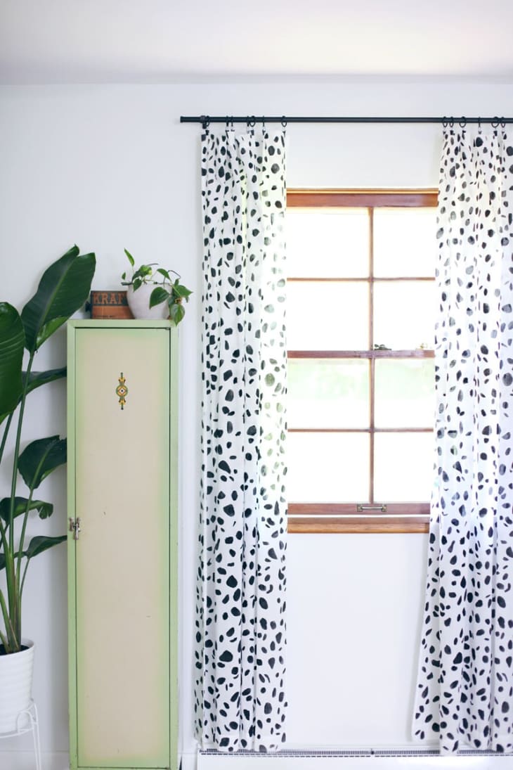 Black and white polka dotted curtains