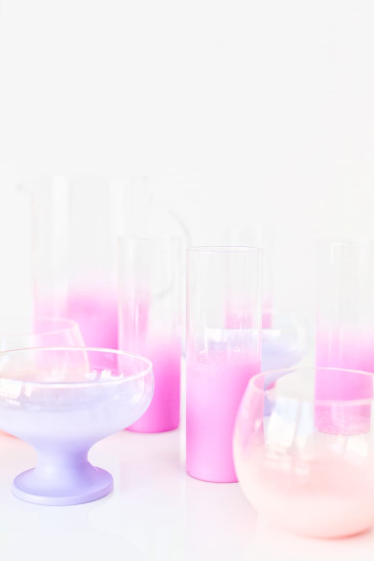 Glassware with pastel ombre paint jobs
