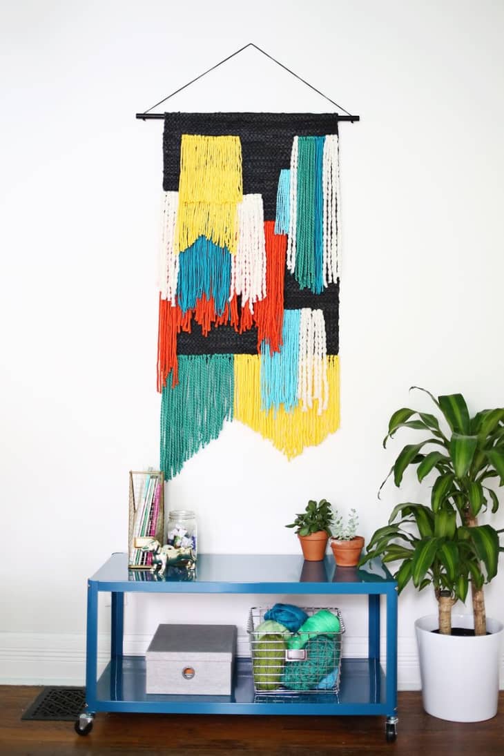 multicolored woven wall hanging