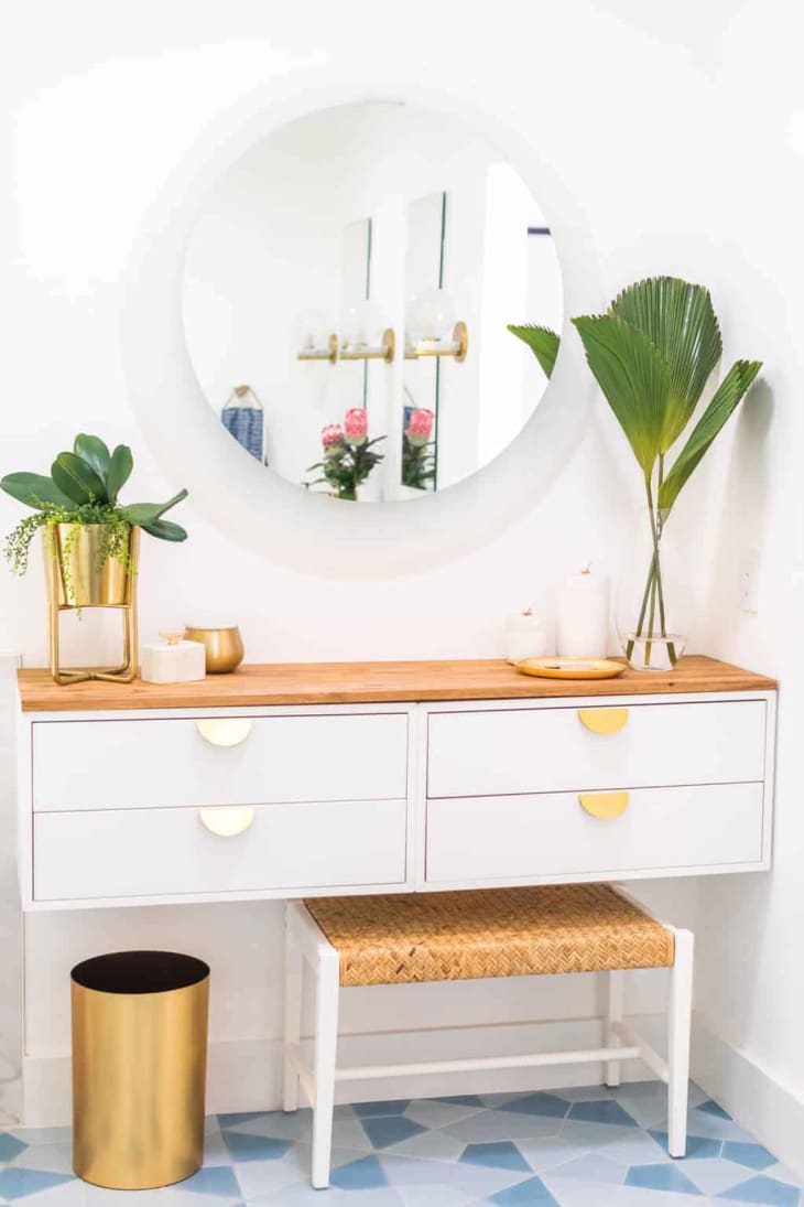 floating vanity made from IKEA EKET cabinets