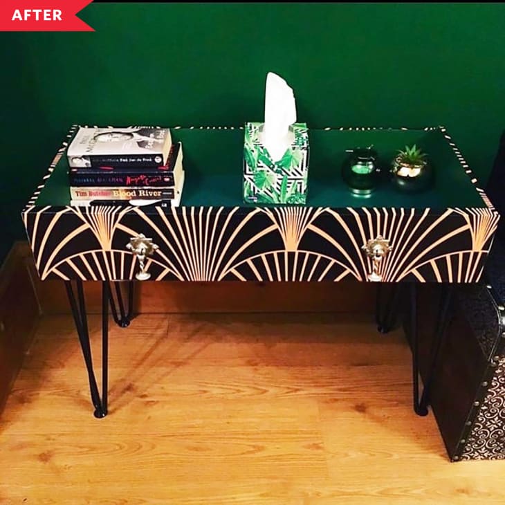 After: table made with a dresser drawer