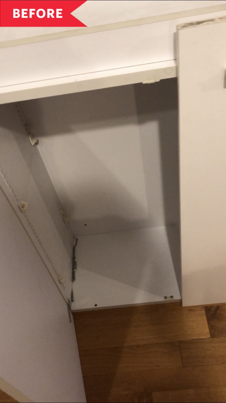 Before: Inside of cabinet, empty