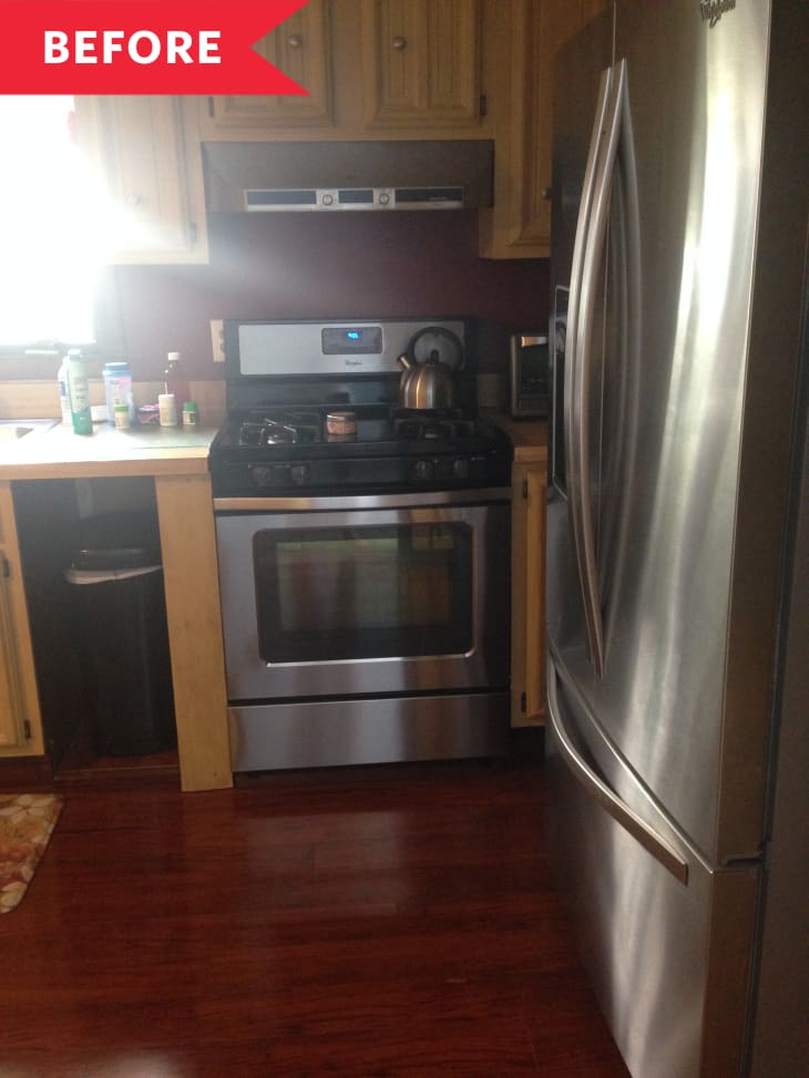 Before: Stainless steel appliances in kitchen