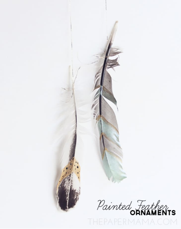 Two painted feathers