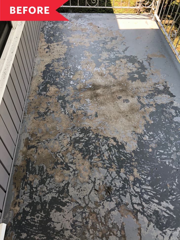 Before: Chipped and peeling porch floor
