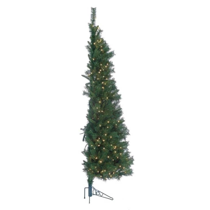 Gerson 7' Tiffany Prelit Pine Wall Tree that fits into the corner of a room
