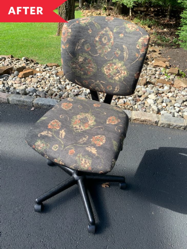 After: Office chair with floral fabric