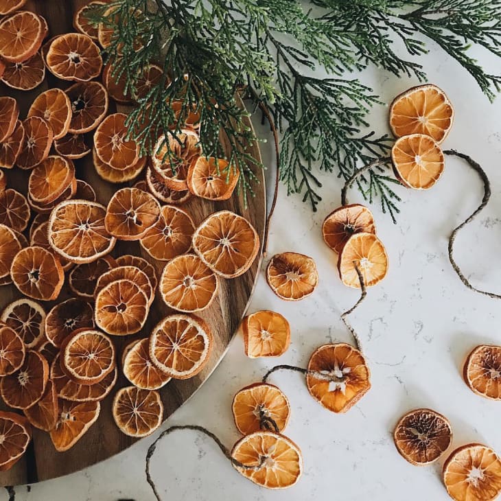 DIY garland made from orange slices