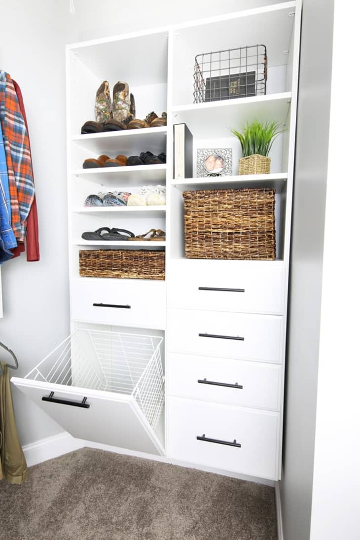 pull-out hamper built into cabinet