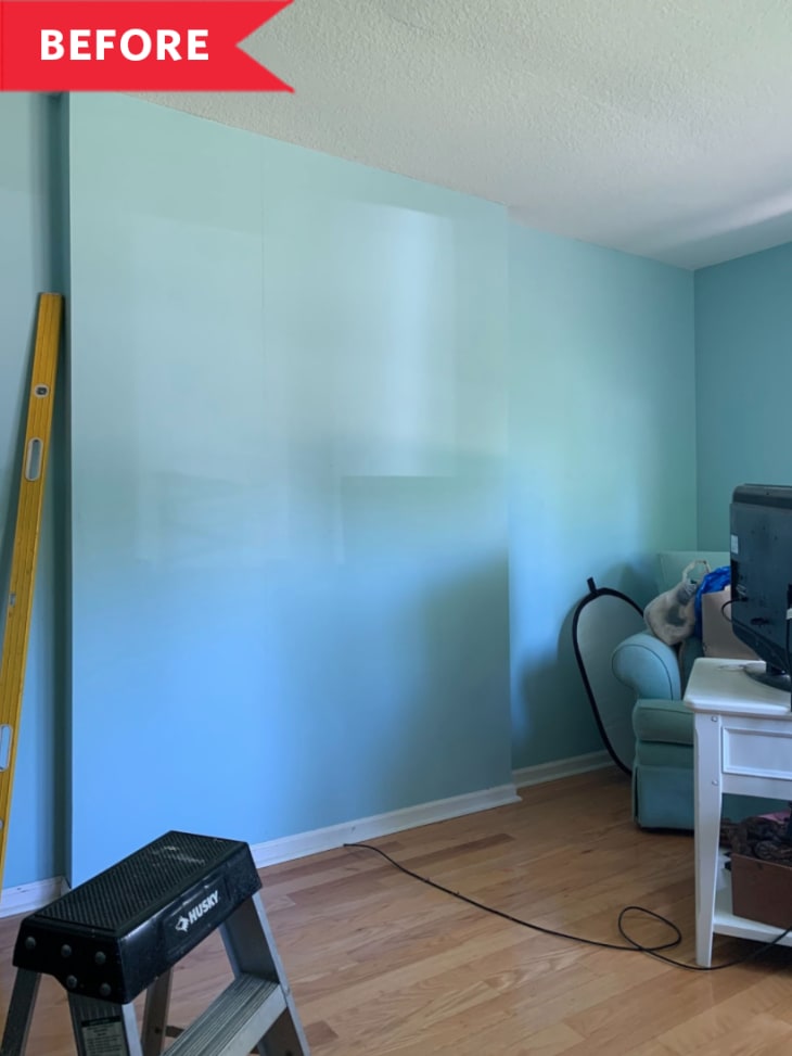 Before: Living room with sky blue walls