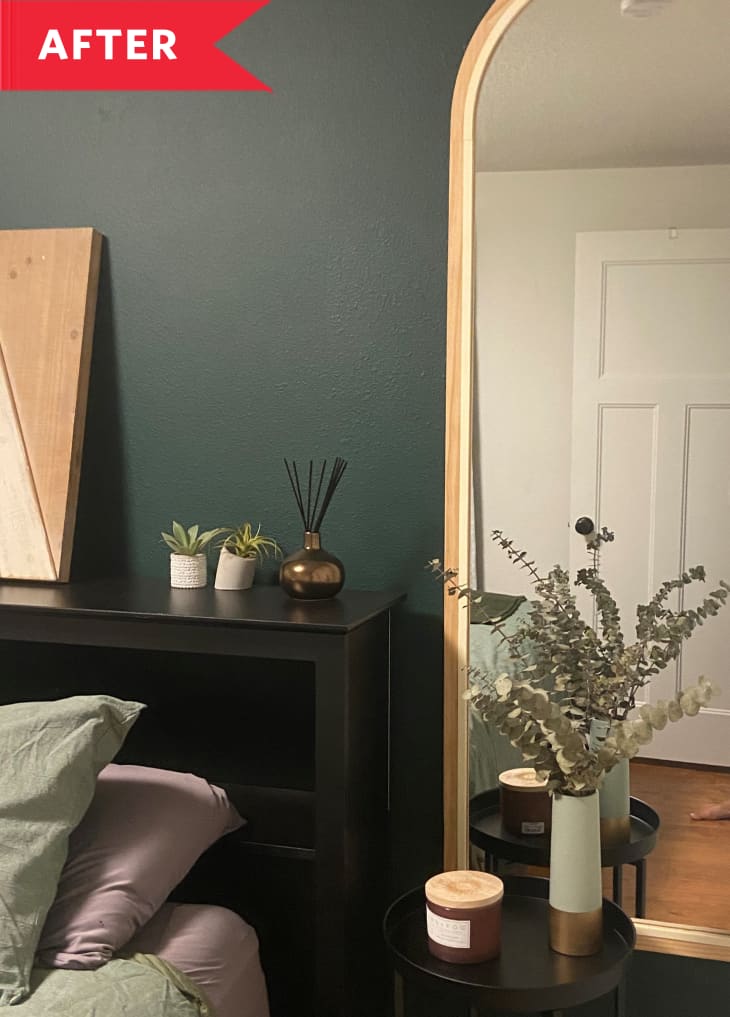 After: Arch-shaped mirror above nightstand