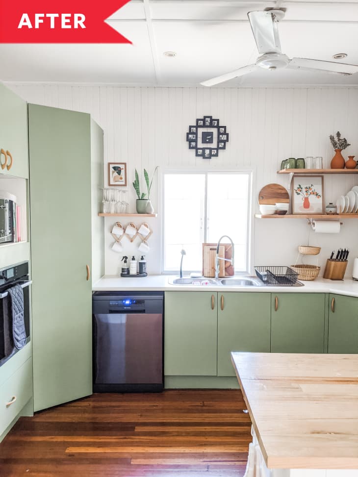 After: Green and white kitchen