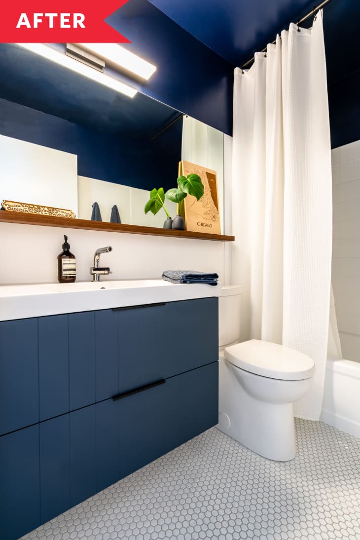 Dirty Bathroom Gets Blue Upgrade - Before and After Photos | Apartment  Therapy, image size:730x1095