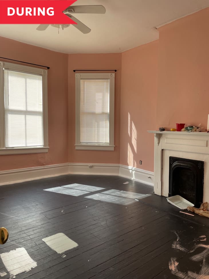 During: Room with walls painted pink