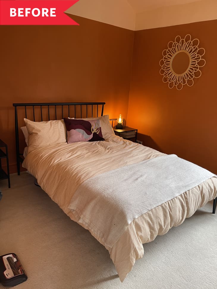 Before: Bedroom with orange walls
