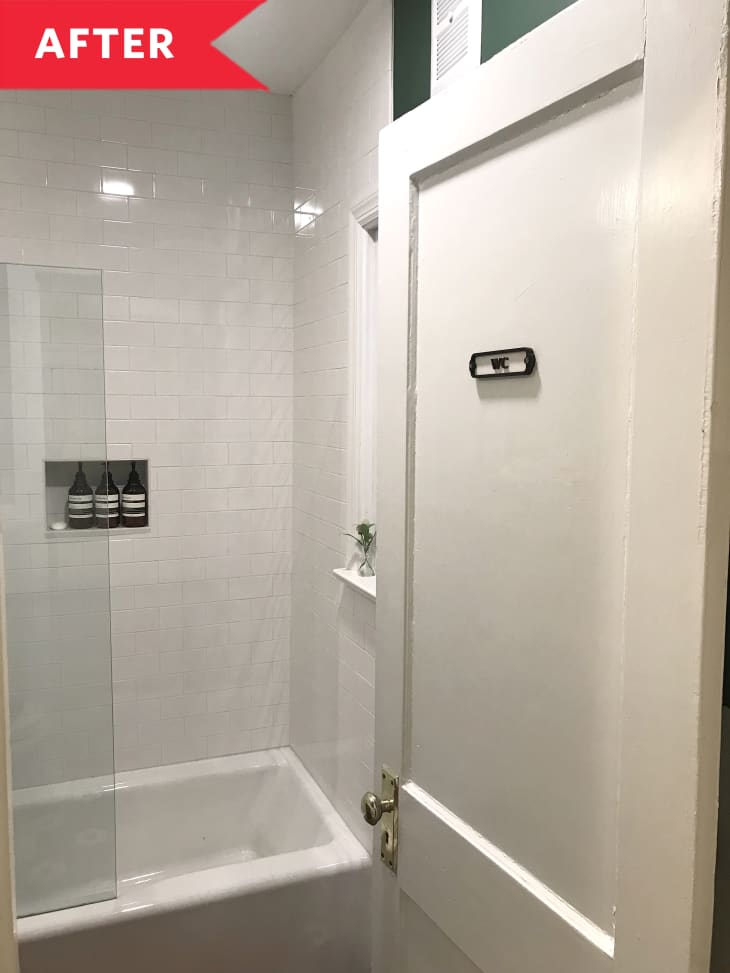 后：浴室周围有玻璃淋浴
