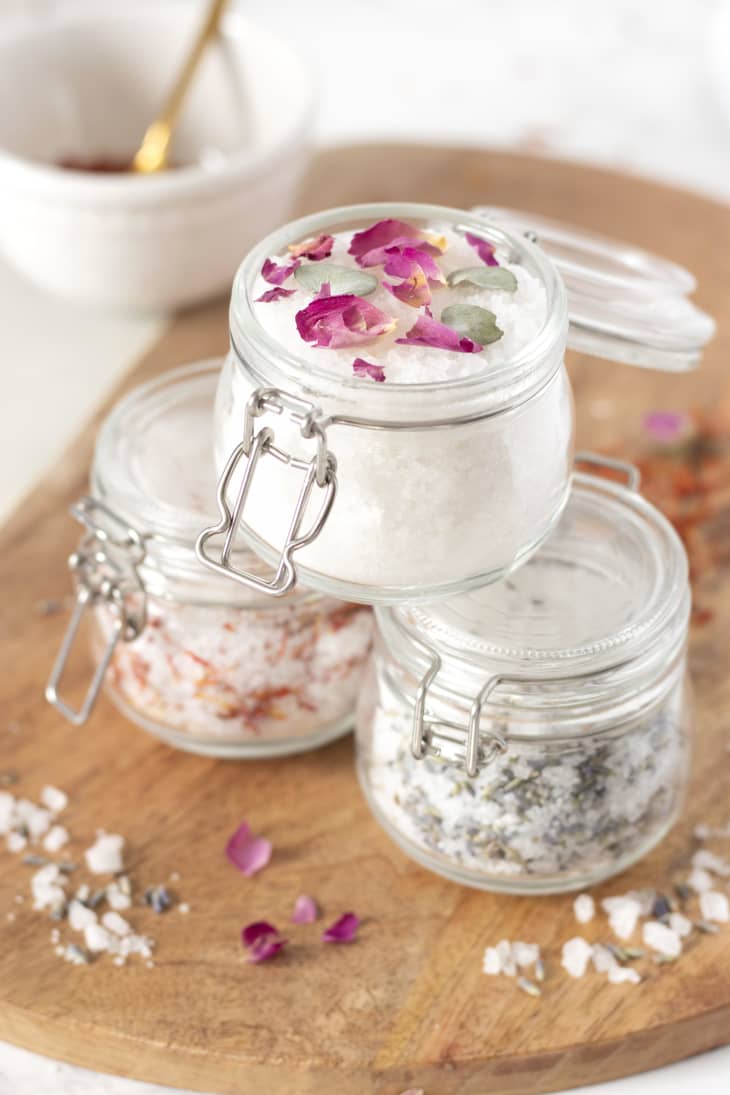 jars of DIY bath salts