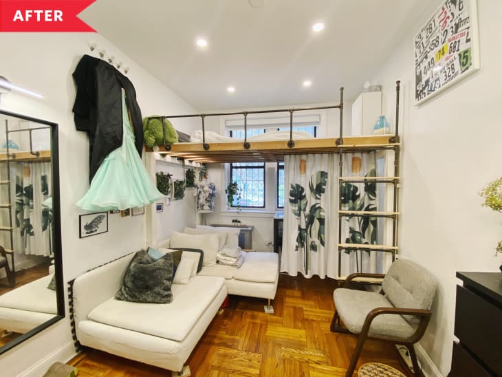After: Small apartment with lofted sleeping area