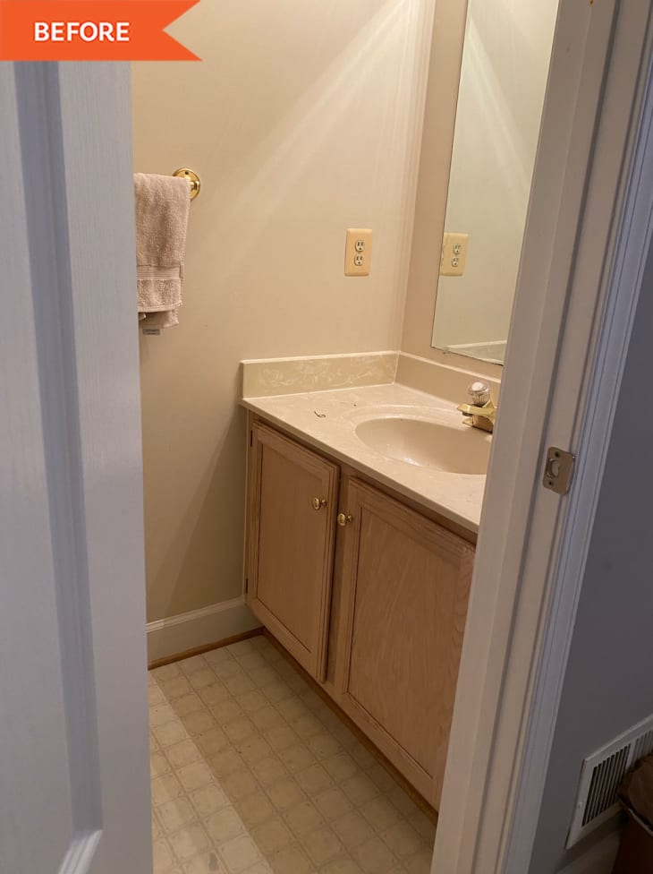 beige bathroom with sink