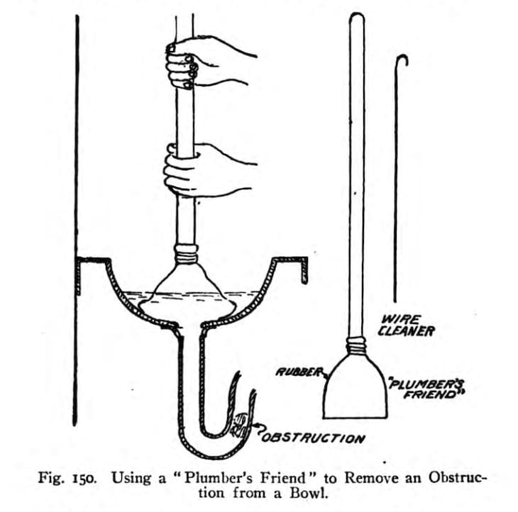 illustration of a plunger being used in a toilet