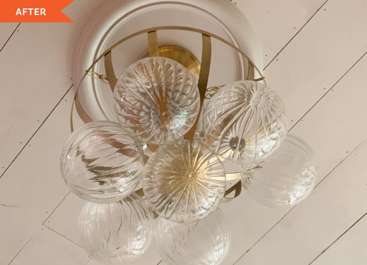 After: Light fixture with glass globes
