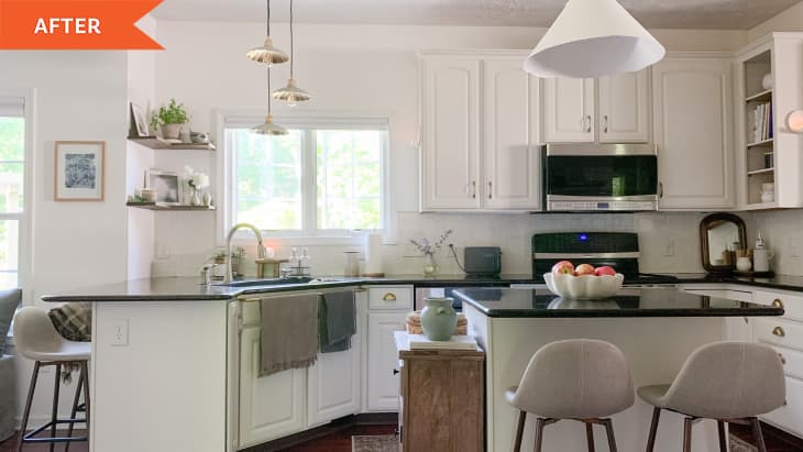 After: white kitchen with white cabinets