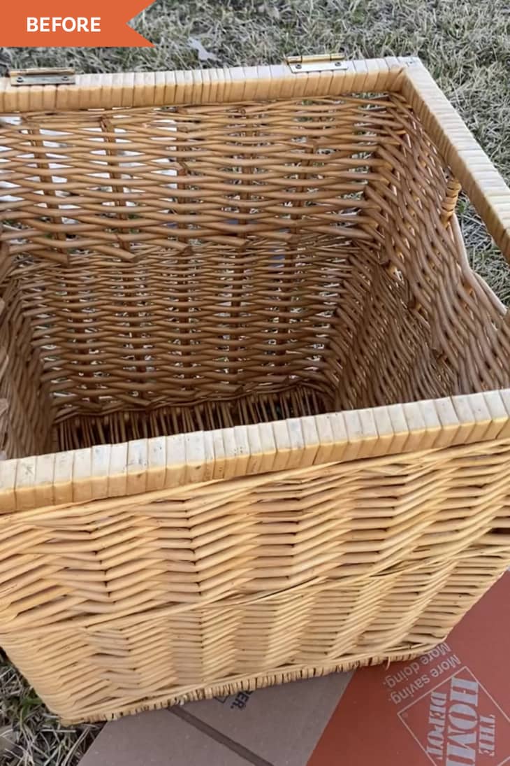 Before: Square-shaped wicker basket