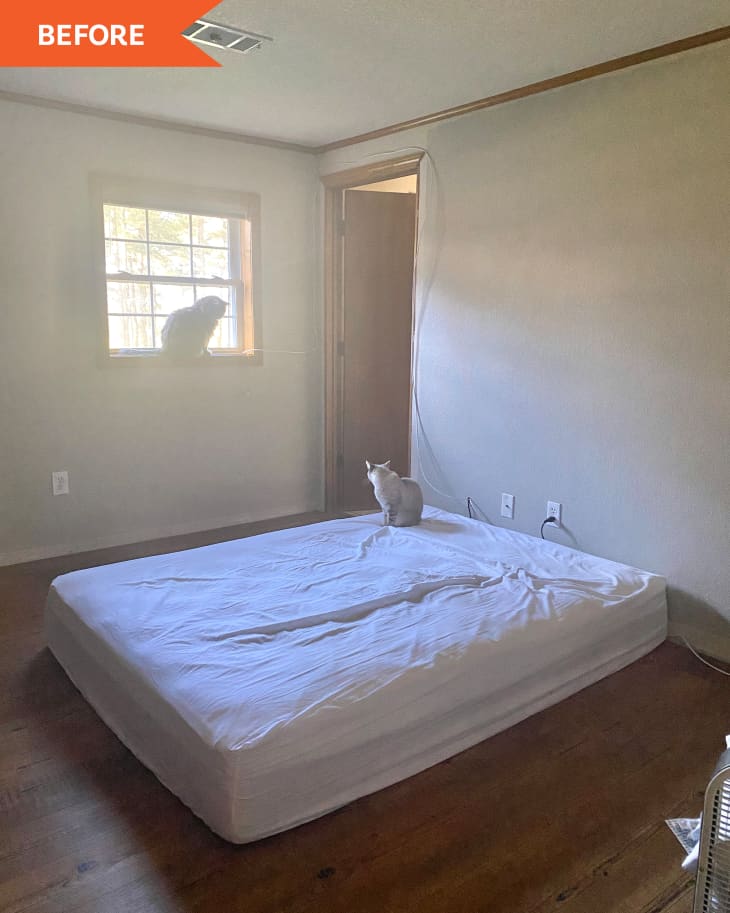 Before: Mattress in middle of room