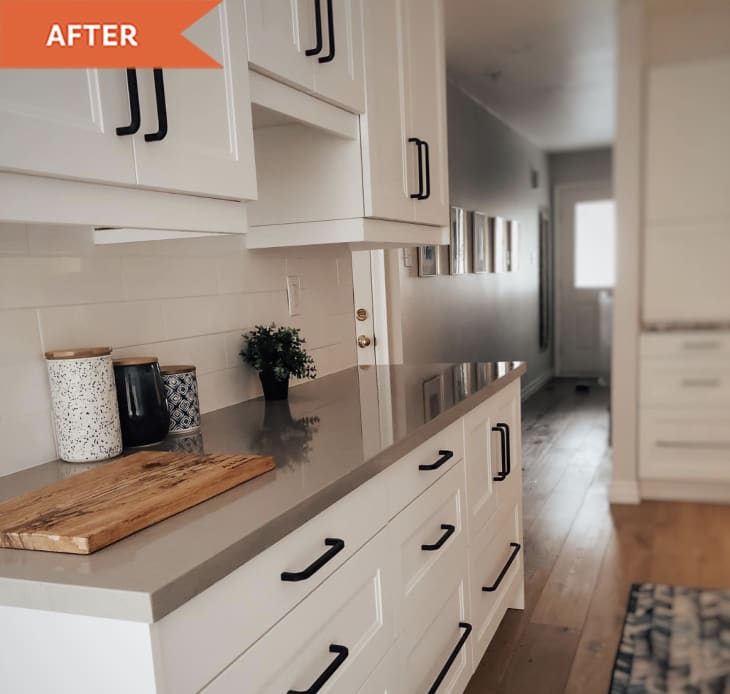 After: White kitchen cabinetry