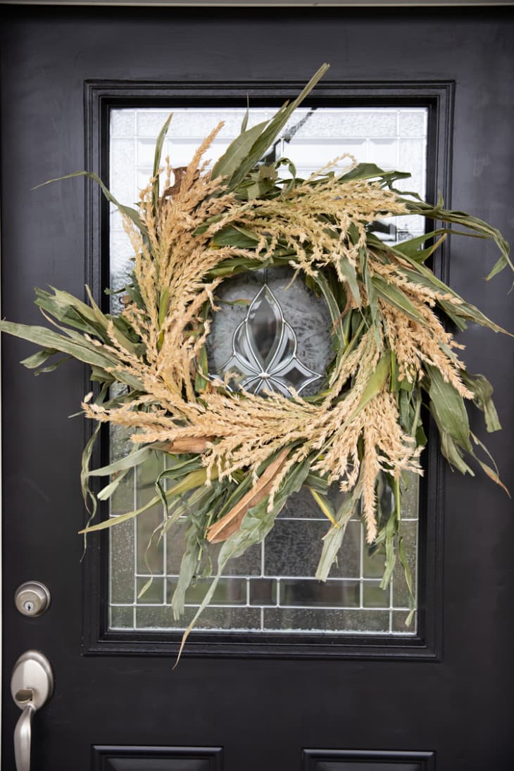 A large wreath made of corn