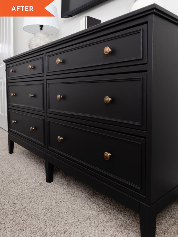 After: a black horizontal with golden knobs
