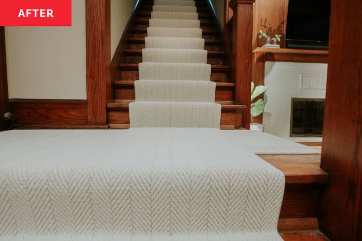 After: Off-white carpeting on staircase