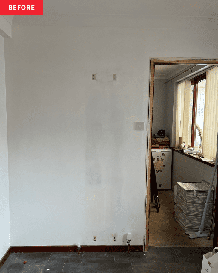 Before: Wall between kitchen and dining room