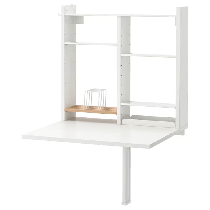 IKEA Wall-mount drop-leaf table with storage in white, 25 1/4x23 5/8 "