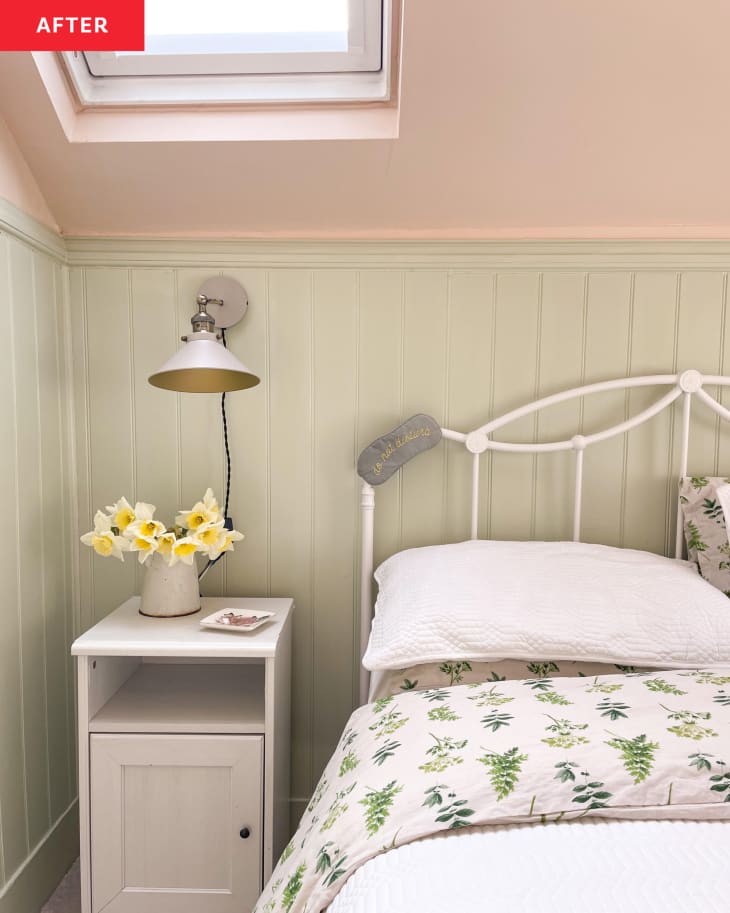 After: Pink and green cottagecore bedroom