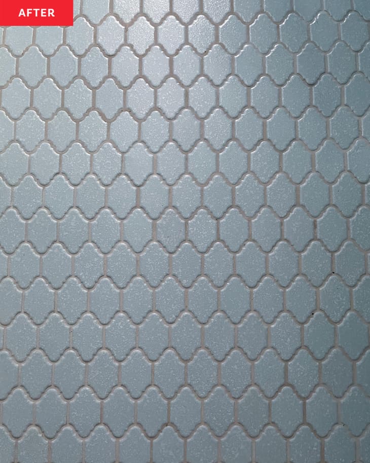 Bathroom tiles after restoration.