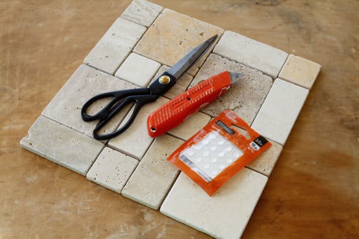 How to Make DIY Travertine Tile Coasters - Photos